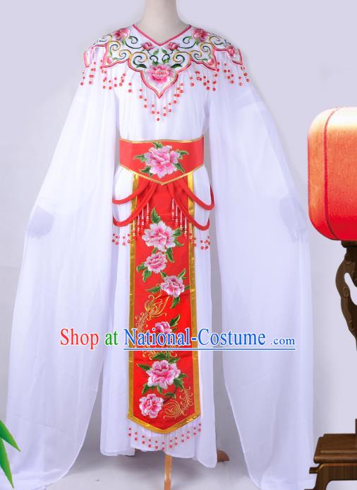 Traditional China Beijing Opera Young Lady Hua Tan Costume Cloud Shoulder Embroidered Clothing, Ancient Chinese Peking Opera Diva Embroidery Red Dress Clothing