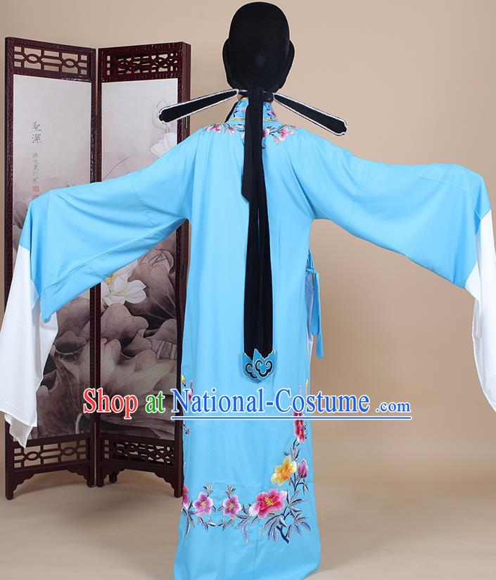 Traditional China Beijing Opera Niche Costume Gifted Scholar Embroidered Robe and Hat Ancient Chinese Peking Opera Embroidery Clothing