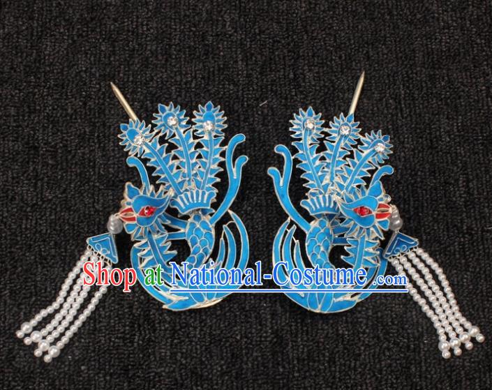 Traditional China Beijing Opera Young Lady Hair Accessories Phoenix Tassel Step Shake, Ancient Chinese Peking Opera Hua Tan Diva Hairpins