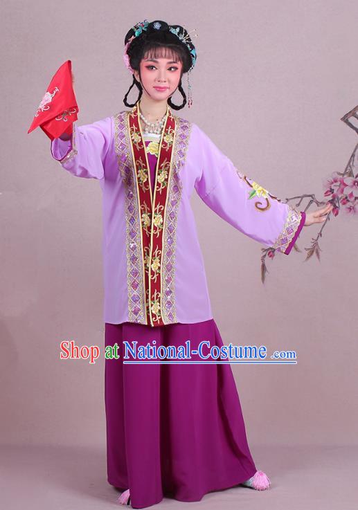 Traditional China Beijing Opera Pantaloon Costume A Dream in Red Mansions Maidservants Purple Dress, Ancient Chinese Peking Opera Dowager Embroidery Clothing