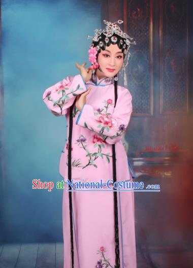 Top Grade Professional Beijing Opera Young Lady Costume Servant Girl Pink Embroidered Dress, Traditional Ancient Chinese Peking Opera Maidservants Embroidery Peony Clothing