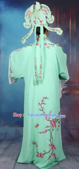 Traditional China Beijing Opera Niche Costume Gifted Scholar Embroidered Robe and Hat Ancient Chinese Peking Opera Embroidery Clothing