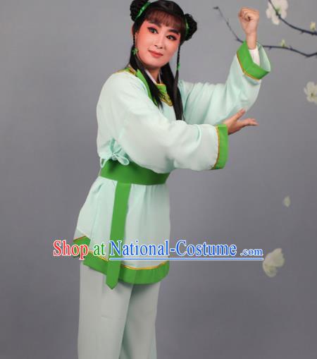 Top Grade Professional Beijing Opera Livehand Green Costume, Traditional Ancient Chinese Peking Opera Lad Boy Book Clothing