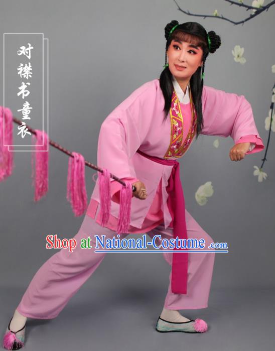 Top Grade Professional Beijing Opera Livehand Pink Costume, Traditional Ancient Chinese Peking Opera Lad Boy Book Clothing