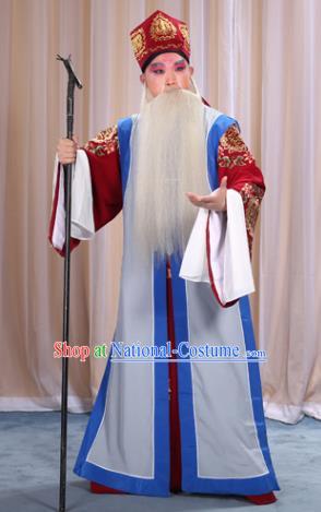 Top Grade Professional Beijing Opera Old Men Costume Long Waistcoat, Traditional Ancient Chinese Peking Opera Laosheng-role Clothing