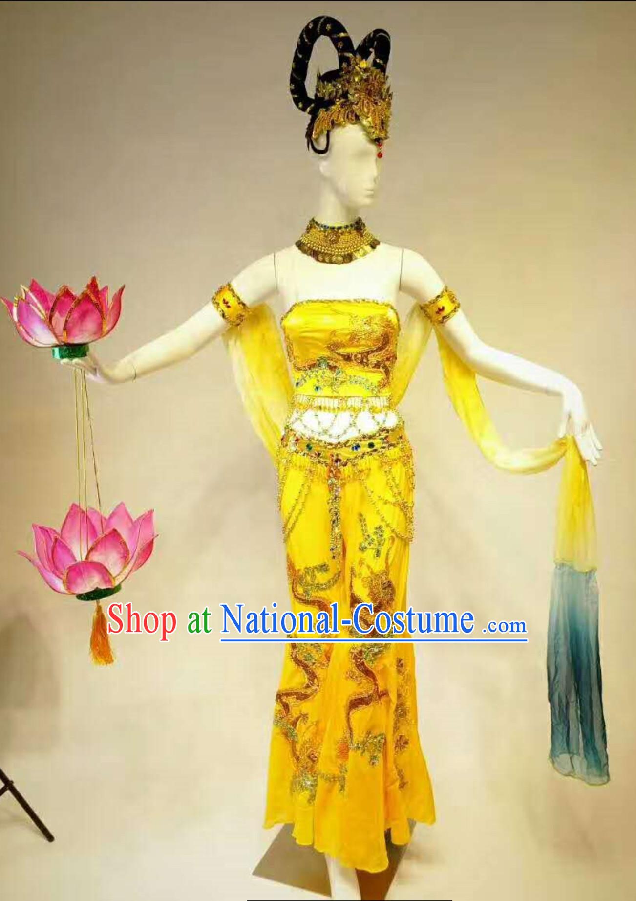 Professional Stage Performance Costumes Made to Order Custom Tailored Dance Costume, Lotus Props and Classical Headpieces Hair Accessories