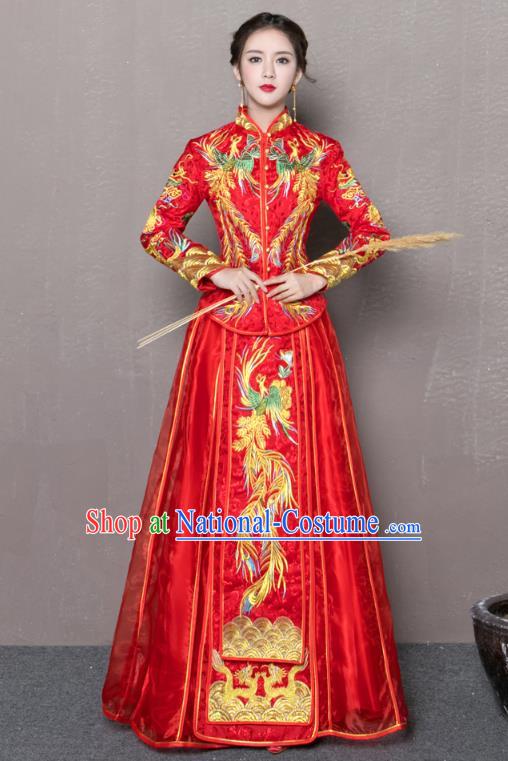 Traditional Chinese Wedding Costumes Traditional Xiuhe Suits Wedding Bride Dress Ancient Chinese bridal hair Accessory Headwear