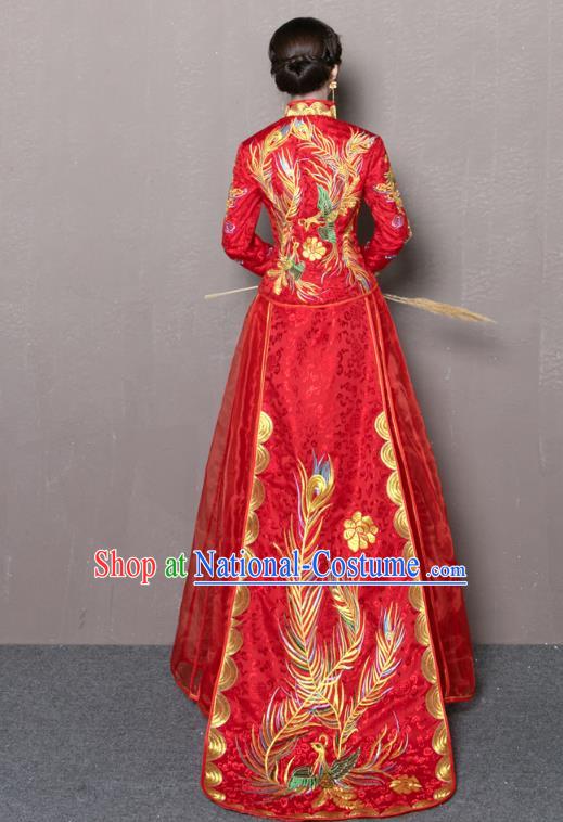 Traditional Chinese Wedding Costumes Traditional Xiuhe Suits Wedding Bride Dress Ancient Chinese bridal hair Accessory Headwear