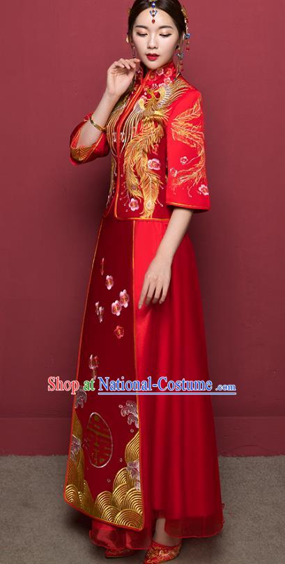 Traditional Chinese Wedding Costumes Traditional Xiuhe Suits Wedding Bride Dress Ancient Chinese bridal hair Accessory Headwear