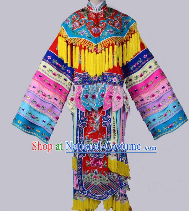 Top Grade Professional Beijing Opera Diva Costume Palace Lady Senior Concubine Embroidered Dress, Traditional Ancient Chinese Peking Opera Embroidery Clothing