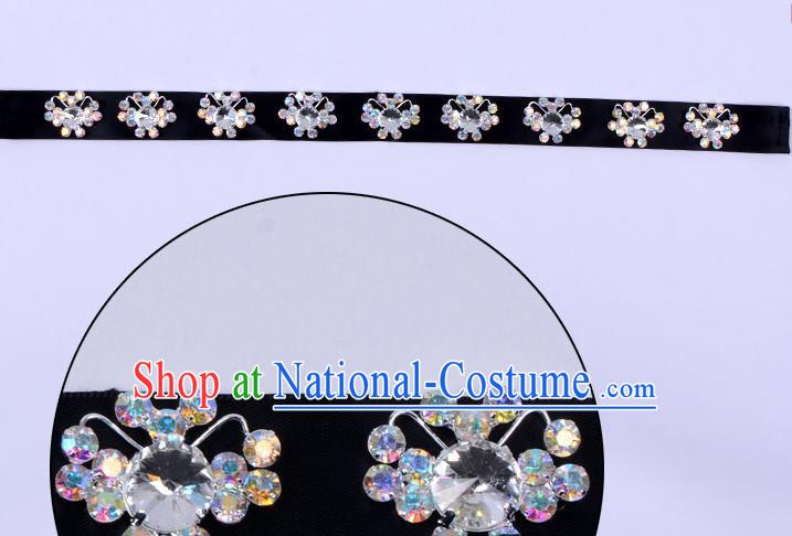 Traditional Beijing Opera Diva Hair Accessories Black Crystal Headband, Ancient Chinese Peking Opera Hua Tan Hair Clasp Headwear