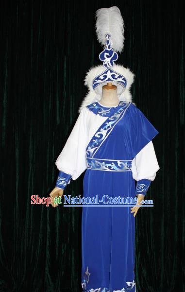 Top Grade Professional Beijing Opera Niche Costume Prince Embroidered Robe and Hat, Traditional Ancient Chinese Peking Opera Embroidery Clothing