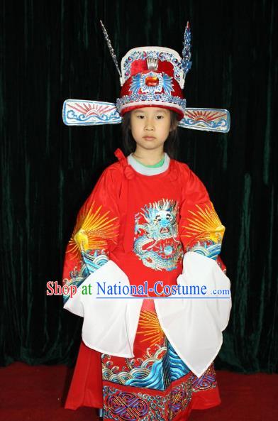 Top Grade Professional Beijing Opera Niche Costume Gifted Scholar Embroidered Robe, Traditional Ancient Chinese Peking Opera Embroidery Clothing for Kids