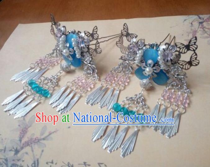 Traditional Chinese Ancient Classical Handmade Palace Lady Hairpin Hair Accessories, Hanfu Butterfly Tassel Hair Comb Hair Fascinators Hairpins for Women