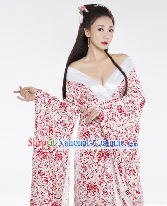 Traditional Ancient Chinese Apsaras Dance Costume, Elegant Hanfu Clothing Chinese Tang Dynasty Imperial Concubine Clothing for Women