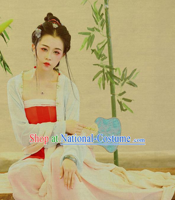 Traditional Ancient Chinese Young Lady Costume, Elegant Hanfu Clothing Chinese Tang Dynasty Imperial Concubine Clothing for Women