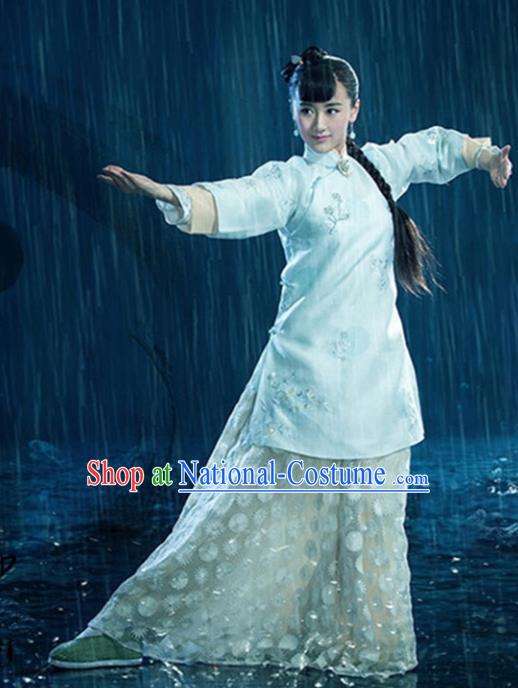 Traditional Ancient Chinese Martial Arts Swordswoman Costume Xiuhe Suit, China Republic of China Nobility Lady Embroidered Clothing