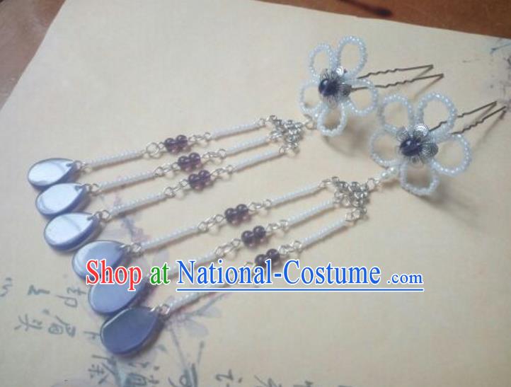 Traditional Handmade Chinese Ancient Classical Palace Lady Hair Accessories Hanfu Beads Tassel Hair Stick, Hair Fascinators Hairpins for Women