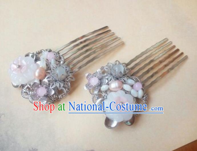 Traditional Handmade Chinese Ancient Classical Hanfu Hair Accessories Palace Lady Shell Hair Comb, Princess Hairpins Hair Stick Headwear for Women