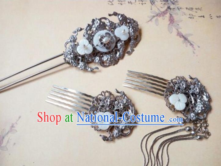 Traditional Handmade Chinese Ancient Classical Hair Accessories Hairpins Tassel Hair Comb Complete Set for Women