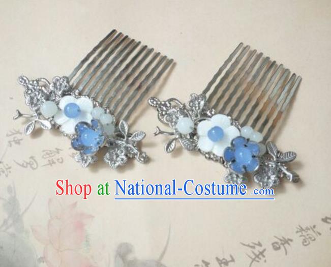 Traditional Handmade Chinese Ancient Classical Hanfu Hair Accessories Shell Flower Hair Comb, Princess Palace Lady Hairpins for Women