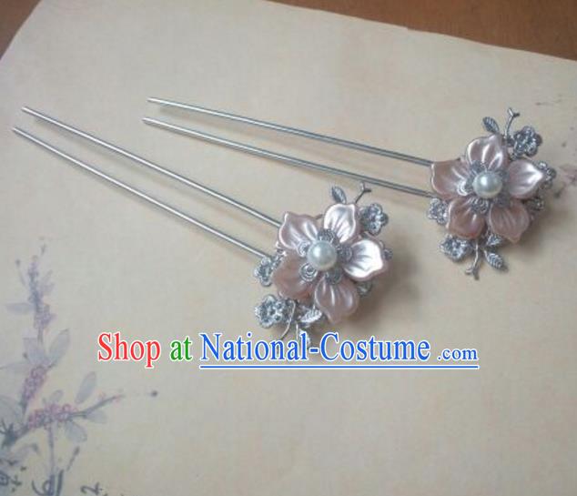 Traditional Handmade Chinese Ancient Classical Hanfu Hair Accessories Pink Wintersweet Hairpins, Princess Headpiece Step Shake Hair Fascinators for Women