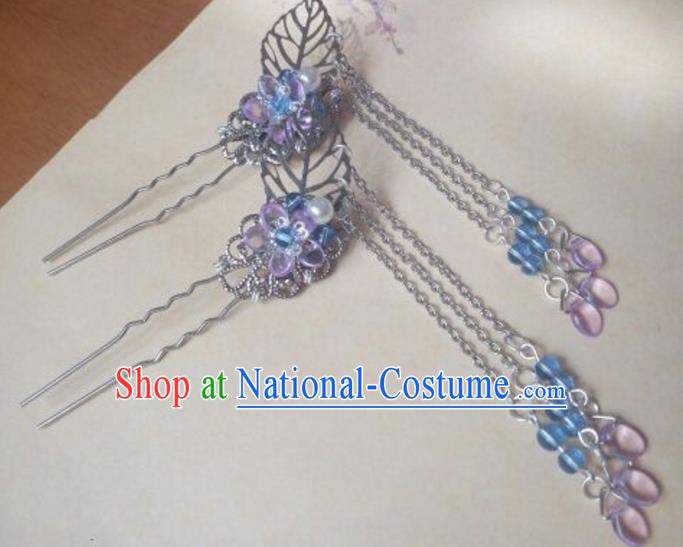 Traditional Handmade Chinese Ancient Classical Hanfu Hair Accessories Tassel Step Shake, Princess Headpiece Hairpins Hair Stick Hair Fascinators for Women