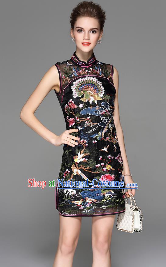 Traditional Ancient Chinese Young Women Cheongsam Dress Republic of China Tangsuit Stand Collar Blouse Dress Tang Suit Clothing