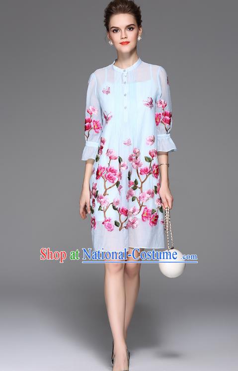 Traditional Ancient Chinese Young Women Cheongsam Dress Republic of China Tangsuit Stand Collar Blouse Dress Tang Suit Clothing