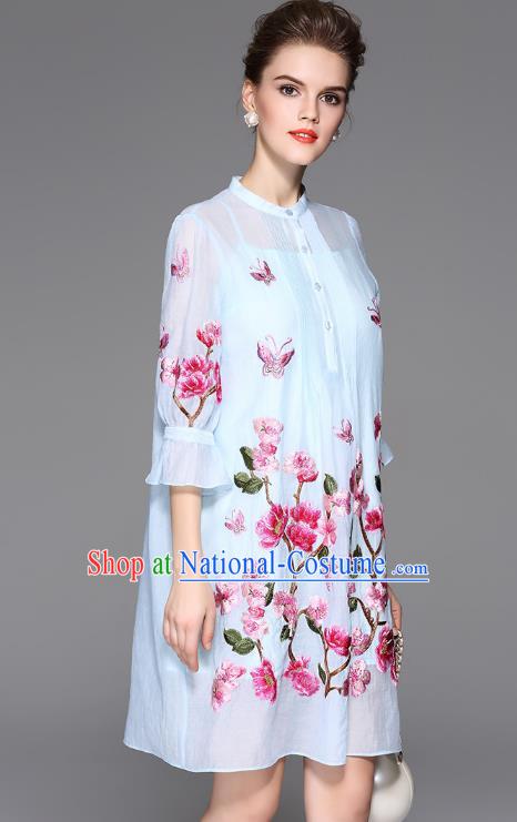 Traditional Ancient Chinese Young Women Cheongsam Dress Republic of China Tangsuit Stand Collar Blouse Dress Tang Suit Clothing