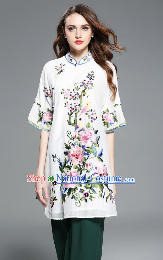 Traditional Ancient Chinese Young Women Cheongsam Dress Republic of China Tangsuit Stand Collar Blouse Dress Tang Suit Clothing