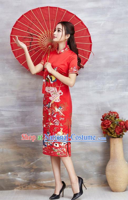 Traditional Ancient Chinese Young Women Cheongsam Dress Republic of China Tangsuit Stand Collar Blouse Dress Tang Suit Clothing