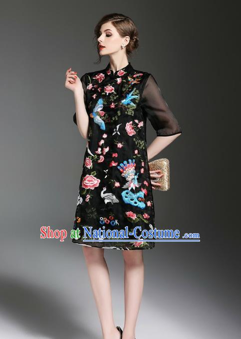 Traditional Ancient Chinese Young Women Cheongsam Dress Republic of China Tangsuit Stand Collar Blouse Dress Tang Suit Clothing