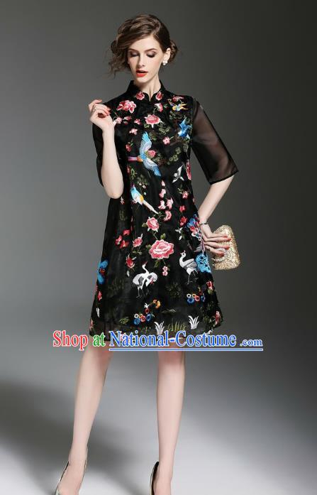 Traditional Ancient Chinese Young Women Cheongsam Dress Republic of China Tangsuit Stand Collar Blouse Dress Tang Suit Clothing