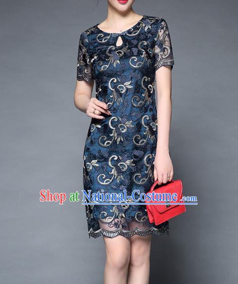 Traditional Ancient Chinese Young Women Cheongsam Dress Republic of China Tangsuit Stand Collar Blouse Dress Tang Suit Clothing