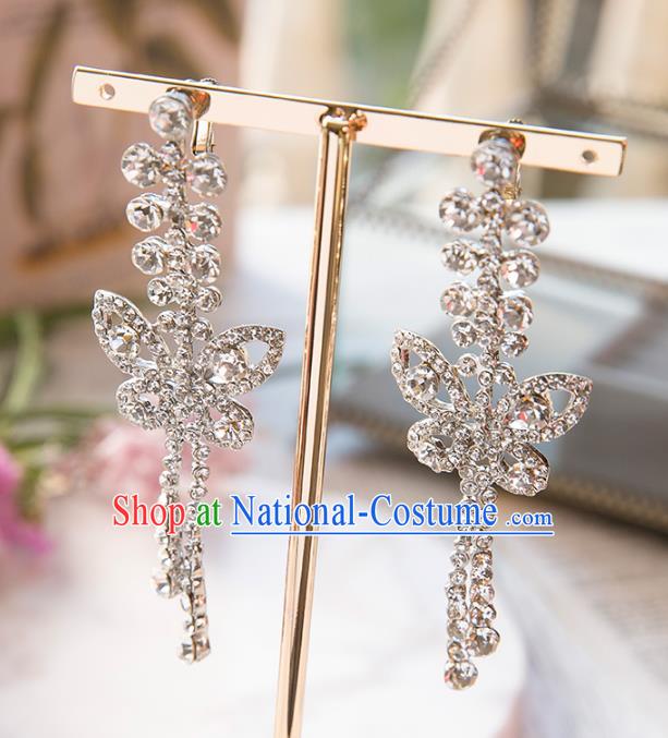 Top Grade Handmade Classical Jewelry Accessories Eardrop Baroque Style Princess Crystal Butterfly Earrings Headwear for Women