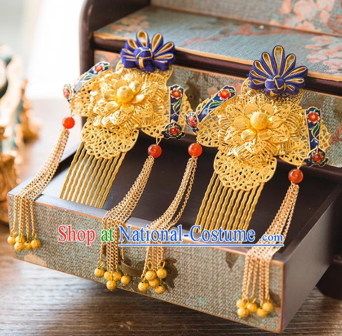 Chinese Handmade Classical Hair Accessories Bride Step Shake Hair Comb, China Xiuhe Suit Hairpins Wedding Headwear for Women