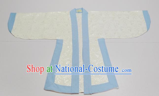 Traditional Chinese Han Dynasty Scholar Costumes Blue Edge Blouse for Kids