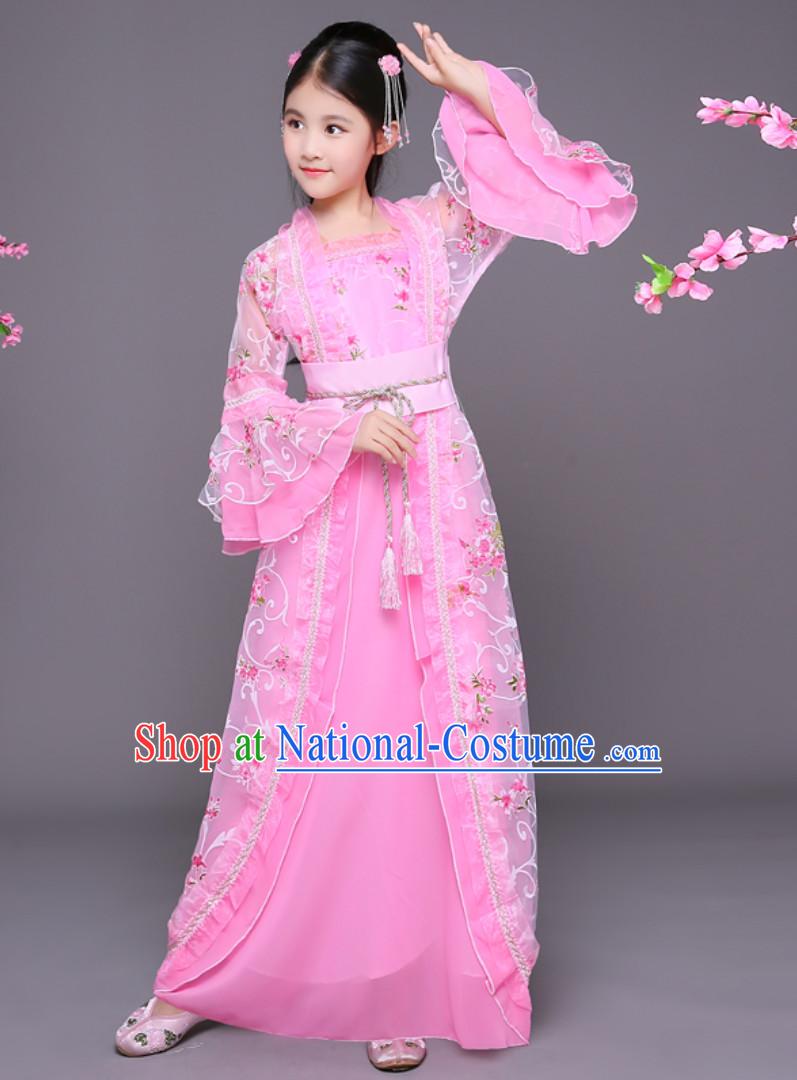 Ancient Chinese Palace Princess Costume and Headpieces Complete Set for Girls Children Kids