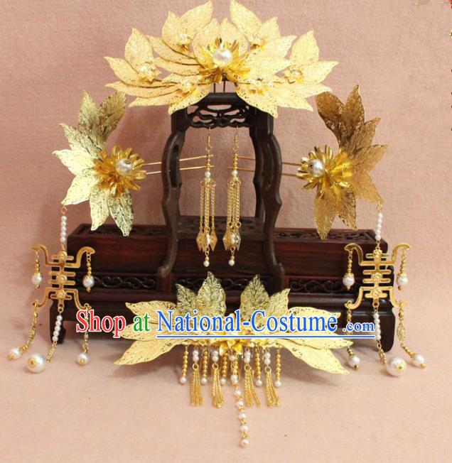 Traditional Handmade Chinese Ancient Classical Hair Accessories Bride Wedding Barrettes Empress Phoenix Coronet Hairpins