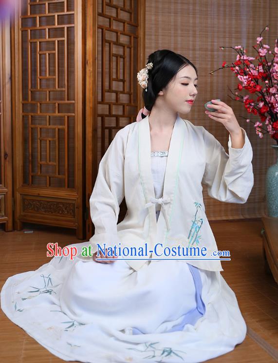 Traditional Chinese Ancient Hanfu Princess Costume, Asian China Song Dynasty Young Lady Embroidered BeiZi Blouse for Women