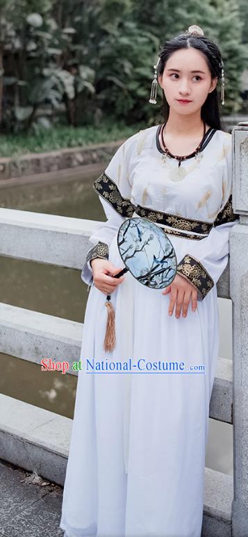 Traditional Chinese Ancient Palace Lady Costume, Asian China Tang Dynasty Princess Embroidered Black Half-Sleeves Slip Skirt for Women