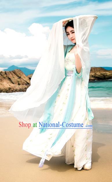 Traditional Chinese Ancient Palace Lady Costume, Asian China Song Dynasty Princess Embroidered Blouse and Skirts for Women