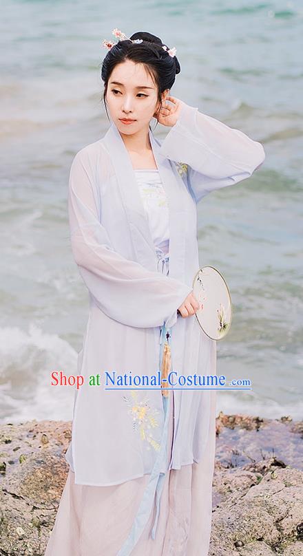 Traditional Chinese Ancient Palace Lady Costume, Asian China Song Dynasty Princess Embroidered BeiZi Blouse and Skirts for Women