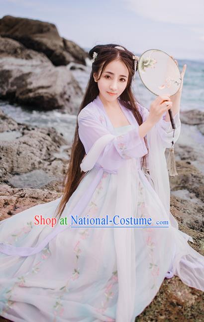 Traditional Chinese Ancient Palace Lady Costume, Asian China Song Dynasty Princess Embroidered BeiZi Blouse and Skirts for Women