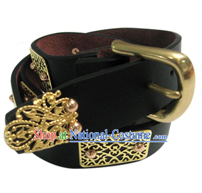 Traditional Handmade Chinese Accessories Tang Dynasty Emperor Belts, China Majesty Leather Waistband for Men