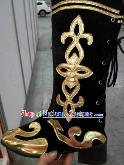 Traditional Chinese Minority Mongol Nationality Ethnic Mongolian Black Boots Mongolian Jockey Boots Tanks Boots