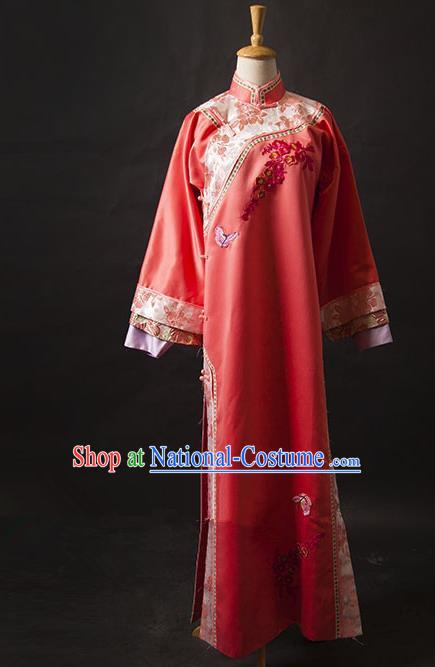 Traditional Ancient Chinese Manchu Palace Lady Costume, Asian Chinese Qing Dynasty Princess Embroidered Dress Clothing for Women