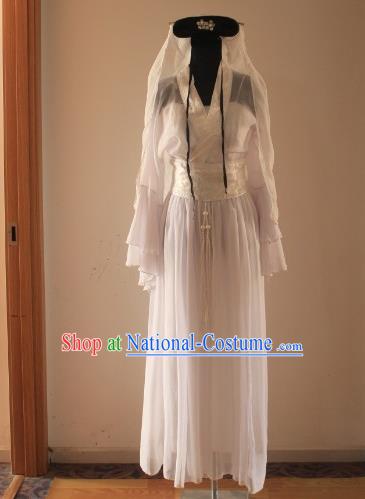 Traditional Chinese Classical Ancient Madam White Snake Costume, Asian China Song Dynasty Fairy Clothing for Women