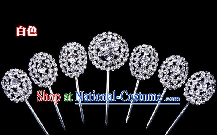 Traditional Beijing Opera Diva Hair Accessories Crystal Head Ornaments Hairpins Complete Set, Ancient Chinese Peking Opera Hua Tan Hair Stick Headwear